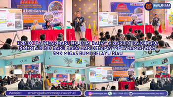BNN Kota Pekanbaru Edukasi Bahaya Narkotika kepada Peserta Didik Baru pada Hari Keempat MPLS RAMAH 2026 SMK Migas Bumi Melayu Riau
